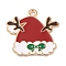 Alloy Enamel Pendants, Christmas Theme, Light Gold, Hat, 20x21.5x1.5mm, Hole: 1.6mm
