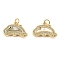 Brass Cubic Zirconia with Shell Pendants, Long-Lasting Plated, Lead Free & Cadmium Free, Dolphin, Real 18K Gold Plated, 13x18x3.5mm