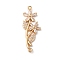 Brass Micro Pave Clear Cubic Zirconia Pendants, Nickel Free, with Glass, Flower, Golden, 31x12x3mm, Hole: 1mm