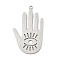201 Stainless Steel Pendants, Palm with Evil Eye Charm, Laser Cut, Anti-Tarnish, Stainless Steel Color, 35x21x1mm, Hole: 1.4mm