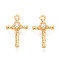 Brass Pave Clear Cubic Zirconia Pendants, Cross, Nickel Free, Real 18K Gold Plated, 15x9x3mm, Hole: 1.2mm