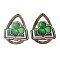Saint Patrick's Day Single Face Printed Wood Big Pendants, Teardrop Charms with Book & Clover, Green, 54x44x2.5mm, Hole: 1.5mm