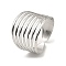 Non-Tarnish 304 Stainless Steel Open Cuff Rings, Multi Lines, Stainless Steel Color, US Size 10(19.8mm)