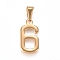 304 Stainless Steel Pendants, Number, Golden, Num.6, 21x10.5x1.5mm, Hole: 6x3mm