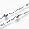 Tarnish Resistant 304 Stainless Steel Cable Chains, Satellite Chains, with Round Beads, Soldered, Flat Oval, Stainless Steel Color, 2x1.6x0.3mm, about 39.37 inch(1m)/strand