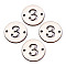 Unfinished Natural Poplar Wood Links Connectors, Laser Cut, Flat Round with Number, Num.3, 29.5x2.5mm, Hole: 2.5mm