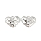 Brass Micro Pave Cubic Zirconia Pendants, Cadmium Free & Nickel Free & Lead Free, Heart, Real Platinum Plated, 11x13.5x2.5mm, Hole: 1.2mm