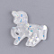 Resin Cabochons, with Shell Chip, Unicorn, WhiteSmoke, 36.5x41x5mm