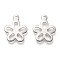 Non-Tarnish 201 Stainless Steel Charms, Laser Cut, Hollow, Flower, Stainless Steel Color, 13.5x11x0.8mm, Hole: 1.4mm
