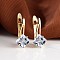 Rhombus Brass Micro Pave Cubic Zirconia Hoop Earrings, Golden, Clear, 17x13mm