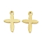 Brass Charms, Cross, Real 18K Gold Plated, 8.5x6x0.6mm, Hole: 0.8mm