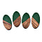 Resin & Walnut Wood Pendants, Two Tone, Oval, Dark Green, 44x21.5x3mm, Hole: 2mm