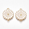 Alloy Links connectors, Cadmium Free & Lead Free, with Enamel, Flower, Light Gold, White, 23x18x2mm, Hole: 1mm