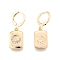 Clear Cubic Zirconia Rectangle with Moon Dangle Leverback Earrings, Brass Jewelry for Women, Cadmium Free & Nickel Free & Lead Free, Real 18K Gold Plated, 30mm, Pin: 1mm
