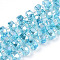 Transparent Glass Beads Strands, Faceted, AB Colors Plated, Rondelle, Light Sky Blue, 7.5x5mm, Hole: 1.2mm, about 80pcs/strand, 22.24 inch(56.5cm)