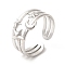 Non-Tarnish 304 Stainless Steel Cuff Wide Band Rings, Moon & Star Open Finger Rings for Women Men, Stainless Steel Color, 6~10mm, Inner Diameter: US Size 7 3/4(17.9mm)