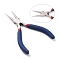 Jewelry Pliers, #50 Steel(High Carbon Steel), Round Nose Pliers, with Random Pattern, Ferronickel, Platinum, Midnight Blue, 125x85x10mm