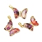Rack Plating Brass Pendants, With Resion, Cubic Zirconia, Long-Lasting Plated, Lead Free & Cadmium Free, Real 18K Gold, Butterfly, Colorful, 24x20x4.5mm, Hole: 3.5mm