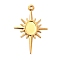 Rack Plating Brass Pendant Cabochon Settings, Long-Lasting Plated, Sun, Golden, Tray: 8x5.5mm, 30x19.5x1mm, Hole: 1.5mm