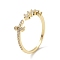 Brass Micro Pave Cubic Zirconia Open Cuff Rings for Women, Cross, Golden, US Size 7(17.3mm)