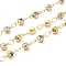 Handmade Brass Glass Rhinestone Beaded Chains, Soldered, with Spool, Cadmium Free & Lead Free, Real 18K Gold Plated, Rhinestone Link: 8x3.5x3mm