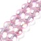 Baking Paint Glass Beads Strands, Flat Round, Pink, 12~12.5x8~8.5mm, Hole: 1mm, about 50pcs/strand, 23.54''(59.8cm)