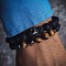 Fashion Retro Black Matte Bracelet Set with Zircon Crown, Diamond Ball, Dice, Lion Head Bracelet