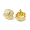 Brass Stud Earrings, Square, Real 18K Gold Plated, 18.5x19.5mm