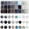 Glass Round Beads, Pearlized Style, Baking Paint Style, Rubberized Style, Drawbench Style, Spray Painted Style, Crackle Style, Frosted Style, with Cat Eye Beads, Imitation Opalite Beads, Mixed Color, 218x110x30mm, about 1440pcs/box