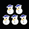 Transparent Printed Acrylic Pendants, Christmas, Snowman, White, 34.5x22.5x2.5mm, Hole: 1.6mm