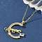 Brass Micro Pave Clear Cubic Zirconia Pendant Necklaces for Women, Real 18K Gold Plated, Leopard, 17.80 inch(45.2cm)