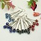 Stylish Tibetan Style Chandelier Earrings, with Rondelle Glass Beads, Iron Chains and Brass Earring Hooks, Mixed Color, 62mm
