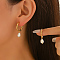 Stainless Steel Teardrop Hoop Earrings, with Freshwater Pearl, Golden, 30x6mm