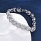 Brass Micro Pave Clear Cubic Zirconia Flat Round Link Chain Bracelets for Women, Lead Free & Cadmium Free, Rack Plating, Platinum, 7-1/8 inch(18cm)