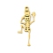 304 Stainless Steel Pendants, Skeleton Charms, Laser Cut, Golden, 27.5x12.5x1.5mm, Hole: 1.5mm