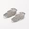 Brass Micro Pave Cubic Zirconia Enhancer Shortener Bails, Hinged Pendant Bails, with Loop, Leaf, Platinum, 24x11.8x8.5mm, Hole: 1.2mm