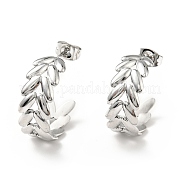 Серьги-гвоздики в форме листьев EJEW-G293-03P