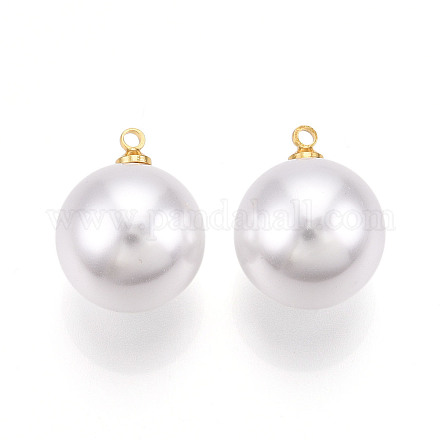 Подвески из латуни и АБС-пластика с имитацией жемчуга KK-N261-16mm-121G-1