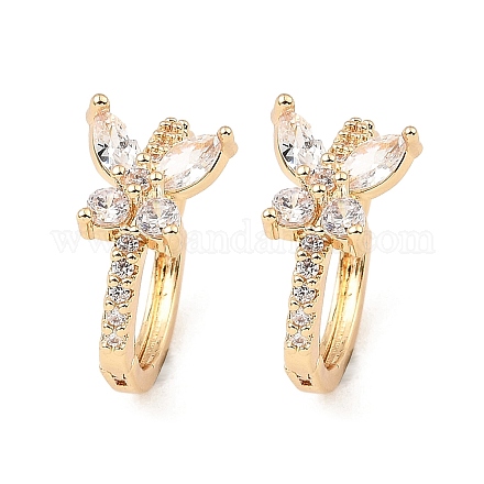 Серьги-кольца из латуни с микропаве из кубического циркония EJEW-D078-52KCG-1