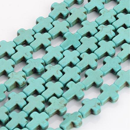 Синтетических нитей бирюзовые бусы TURQ-G112-8x10mm-01-1
