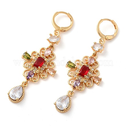 Серьги с подвесками из золотой латуни EJEW-B037-06G-1