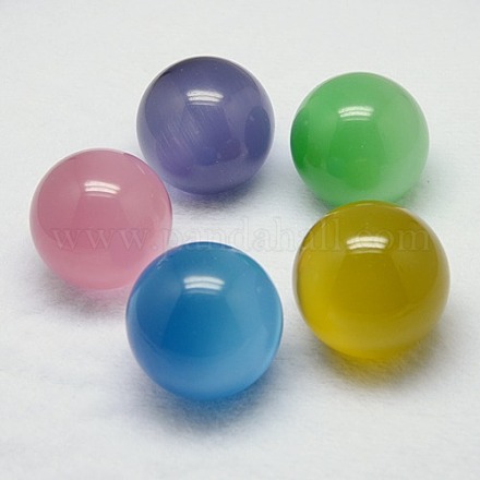 Кошачий глаз сфера шар дисплей украшение DJEW-D031-40mm-M-1