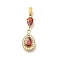 Ion Plating(IP) 304 Stainless Steel Micro Pave Cubic Zirconia Pendants, Teardrop, 23.5x8.5x3.5mm, Hole: 4.5x2.5mm