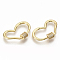 Brass Micro Pave Clear Cubic Zirconia Screw Carabiner Lock Charms, for Necklaces Making, Cadmium Free & Lead Free, Heart, Real 16K Gold Plated, 19x28x2mm, screw clasp: 6x5.5mm