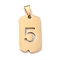 Ion Plating(IP) 304 Stainless Steel Pendants, Manual Polishing, Rectangle with Number, Golden, Num.5, 27.5x14.5x1.5mm, Hole: 3.5mm