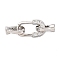Brass Micro Pave Clear Cubic Zirconia Fold Over Clasps, Cadmium Free & Nickel Free & Lead Free, Oval, Platinum, 33mm