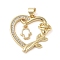 Brass Micro Pave Clear Cubic Zirconia Pendants, Cadmium Free & Lead Free, with Shell, Heart, Real 18K Gold Plated, 23.5x24.5x4mm, Hole: 4x3.5mm