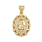 Brass Micro Pave Cubic Zirconia Pendants, Cadmium Free & Lead Free, Religion, Oval, Real 18K Gold Plated, 19.5x14x2.5mm, Hole: 4.5x3.5mm