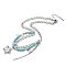 304 Stainless Steel Glass Double Layer Necklaces, Star Pendant Necklaces for Women, Stainless Steel Color, 16.34 inch(41.5cm)