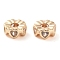 Brass Micro Pave Clear Cubic Zirconia Beads, Cadmium Free & Nickel Free & Lead Free, Round with Heart, Real 18K Gold Plated, 9x4mm, Hole: 2.5mm